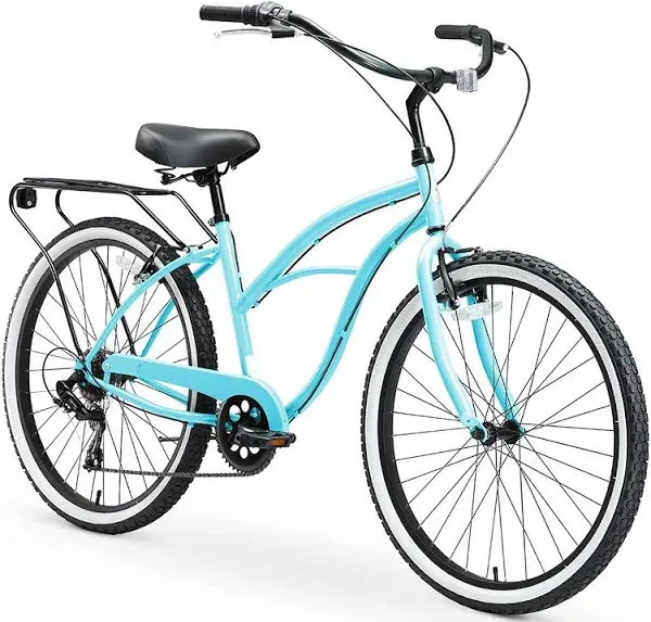 Sixthreezero EVRYjourney Steel Women's Hybrid Bike with Rear Rack 26 Inches 7-Speed Cream