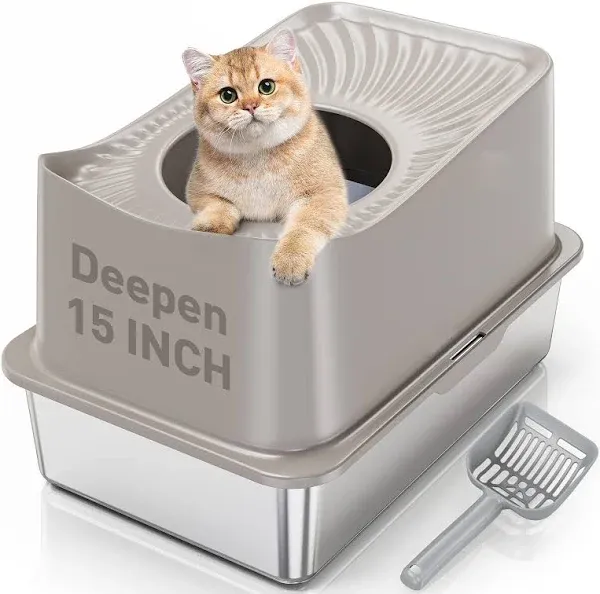 Stainless Steel Cat Litter Box, Extra Large Litter Boxes for Big Cats, Anti-Urin