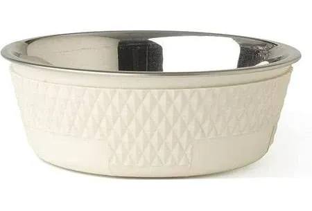 PetRageous 16010 Kona Stainless Steel Non-Slip Dishwasher Safe Dog Bowl 3.75-Cup 6.75-Inch Diameter 2.5-Inch Tall for Medium and Large Dogs and Cats, White