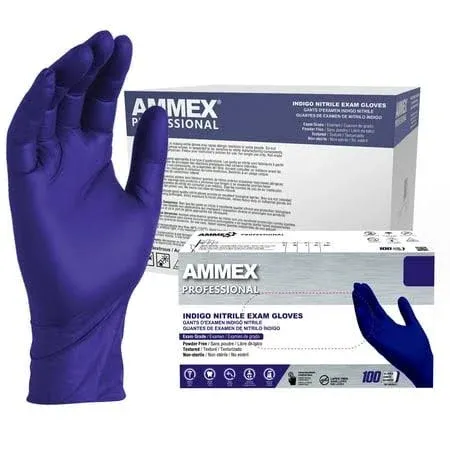 AMMEX Indigo Nitrile Exam Disposable Gloves