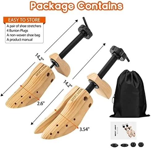 WEST LIGHT Shoe Stretcher Women，2-Way Wood Shoe Stretcher Shoe Tree for Wide ...