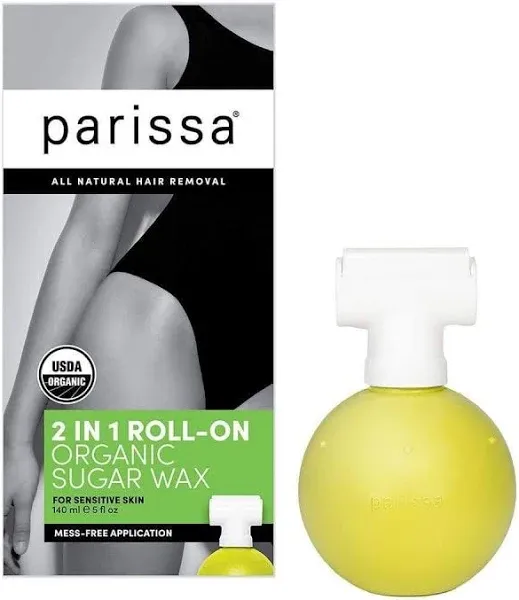 Parissa Organic Roll-On Sugar Wax Kit for At-Home Waxing, 100% Natural, Sensitive Skin, Gentle & Washable Formula