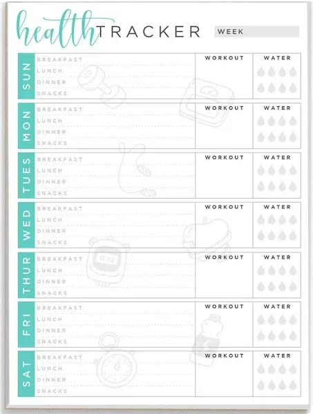 Tiny Expressions Weekly Health & Wellness Tracker Journal