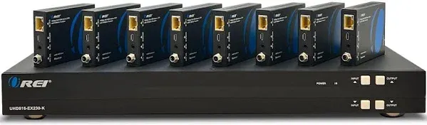 4K 8x8 HDMI Extender Matrix by OREI - UltraHD 4K @ 60Hz 4:4:4 Over Single CAT5e/6/7 Cable with HDR Switcher & IR Control, RS-232 - Up to 230 Ft - 8 x Loop Out - 8 Receivers Included