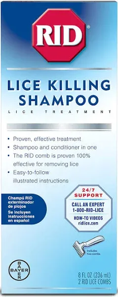 Rid Lice Killing Shampoo Proven Effective Head Lice Treatment for Kids and Adults Includes Nit Comb Bottle Ounces, Piece Set, 2 Fl Oz