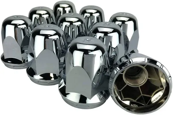 10 ALCOA 33mm Chrome Screw On Hex Lug Nut Covers with Flange for hub Covers