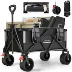 Overmont Collapsible Wagon Cart with Wheels - Foldable Heavy Duty Wagon with ...