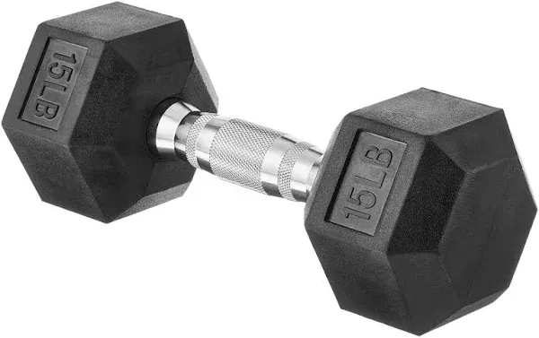 Amazon Basics Rubber Encased Exercise & Fitness Hex Dumbbell, Hand Weight For Strength Training