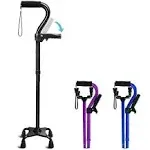 Adjustable Walking Cane for Men &amp; Women with 4-Pronged Base for Extra Stability