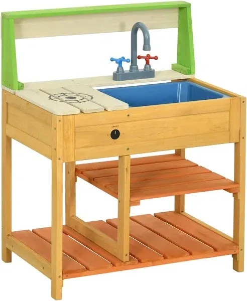 Mud Kitchen Outdoor Kitchen Playset for Kids w/ Faucet and Sink