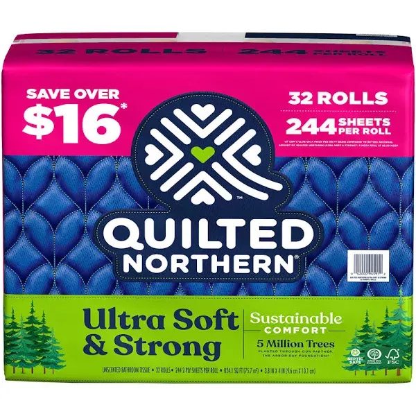 Quilted Northern Ultra Soft & Strong Toilet Paper 6 Mega Rolls. 2-Ply