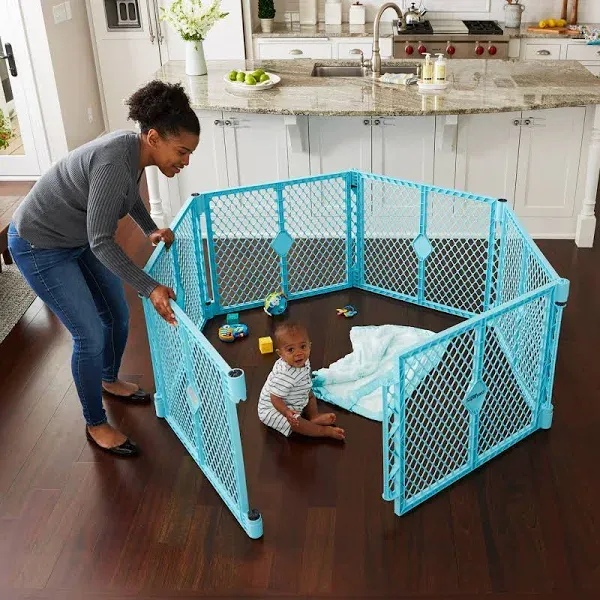 Superyard 6 Panel Free Standing Play Yard, Indoor or Outdoor Baby Playpen, Baby 