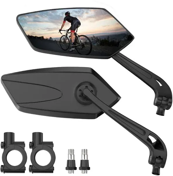 Bike Mirror 2 Pack, Bike Mirrors Handlebar Rearview Mirror, 360° Rotatable Bike Rear View Mirror, Safe Wide Angle Hd Glass Bike Mirrors