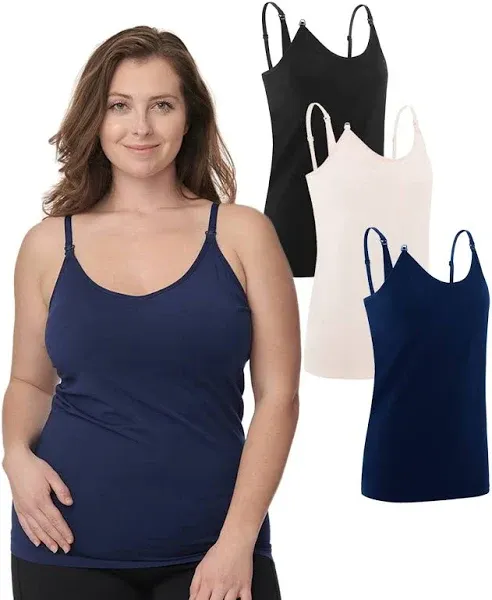 Under Control Nursing Cami Tank Tops for Breastfeeding Women Nursing Tops Maternity Shirts, Camisoles with Built in Bra 3Pack