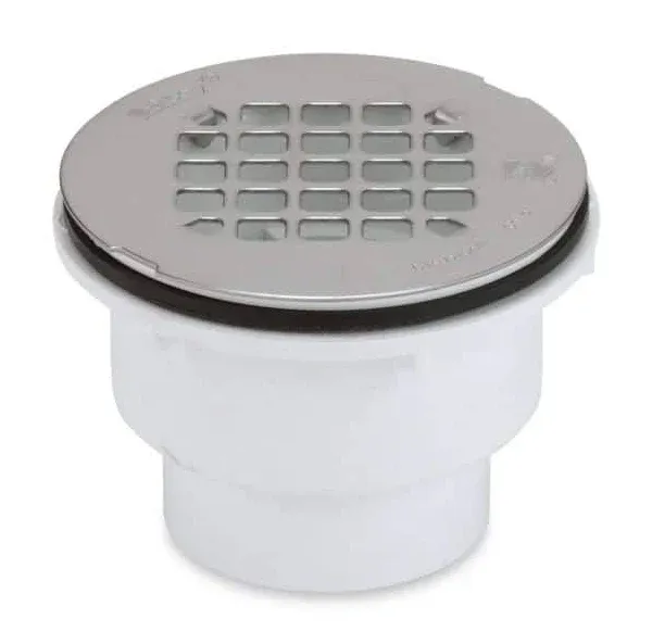 OATEY 2-Part PVC Shower Round 2 in. Stainless Steel Base Drain #420454 - Gray