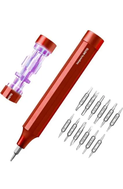 🔥HOTO 24 in 1 Multi Bit Mini Screwdriver Set Magnetic Manual Precision Set RED