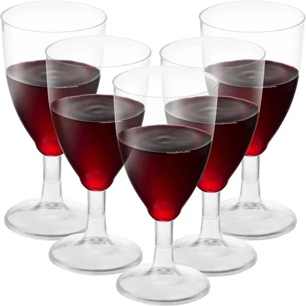 JoyServe Bulk 7 oz Plastic Disposable Wine Glasses