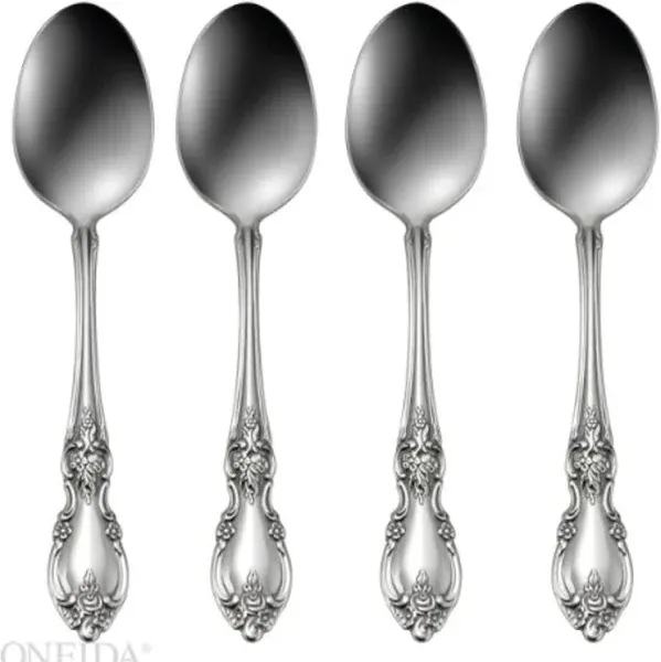 Oneida Louisiana Fine Flatware Dinner Spoons, Set of 4, 18/10 Stainless Steel