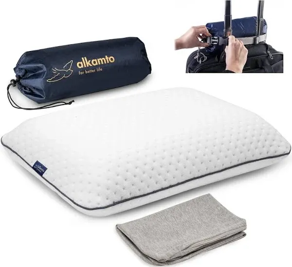 alkamto Travel & Camping Comfortable Memory Foam Pillow with Extra Cotton