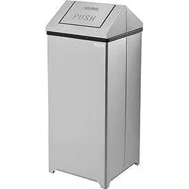 Global Industrial - 641268 - Stainless Steel Square Swing Top Trash Can, 24 Gallon