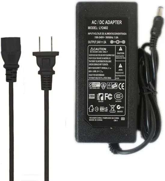 24V Power Supply Adapter 2A 48W, 100-240V AC to DC Converter Transformer 24 V...