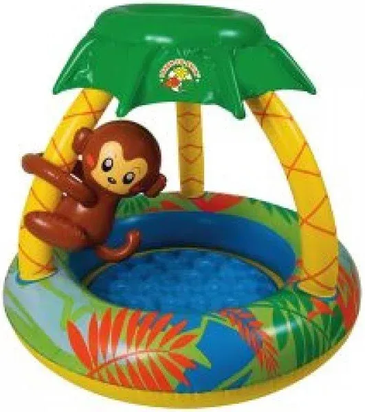 Go Bananas Monkey Toddler Swimming Pool w/ Sunshade Learn-to-Swim Poolmaster 