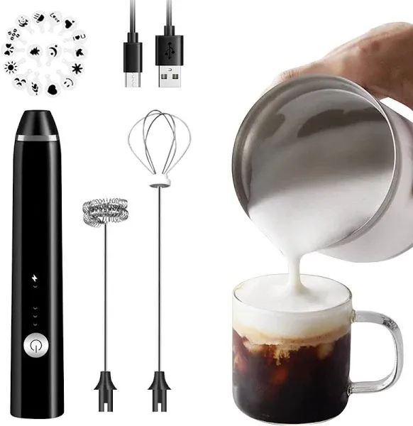 Rechargeable Milk Frother Handheld Electric Foam Maker with Stainless Whisk 3