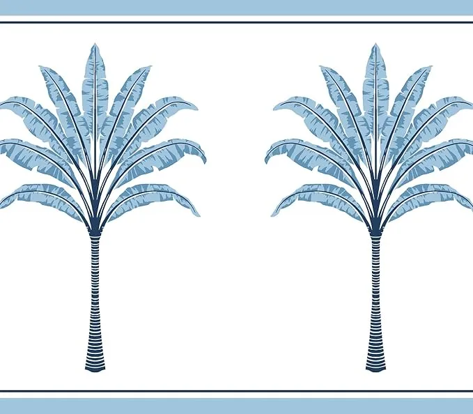 NextWall Harry & Grace Montgomery Palm Peel and Stick Wallpaper Border (Blue Lake)