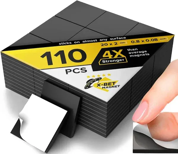 Magnetic Squares - Self Adhesive Magnetic Squares (Each 4/5" x 4/5") - Industrial Flexible Sticky Magnets - Peel & Stick Magnetic Sheets - Tape is Alternative to Magnetic Stickers, Magnetic Strip