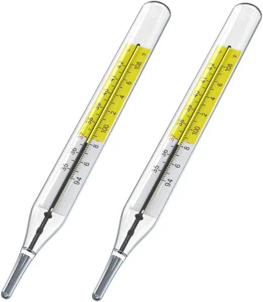 2Pcs Glass Thermometer Mercury Free Clinlic Thermometer Traditional Thermometer