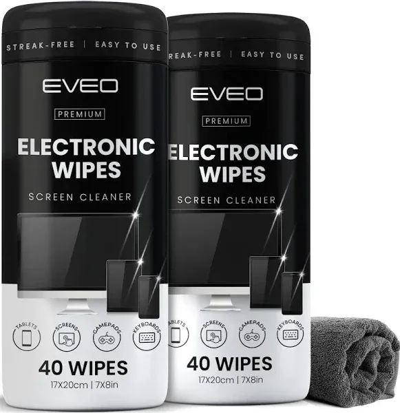 Electronic Wipes Streak-Free for Screen Cleaner &amp; Smart Watch 2 Pack x 40 TV S