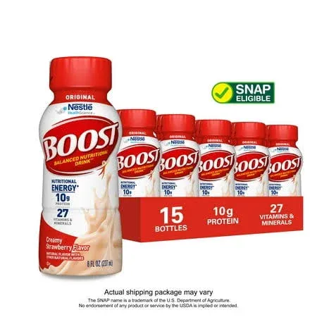 BOOST Original Nutritional Drink, Creamy Strawberry, 8 fl oz (Pack of 24)