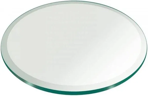 Fab Glass and Mirror 1/2" Thick Beveled Tempered Glass Round Glass Table Top, 48"