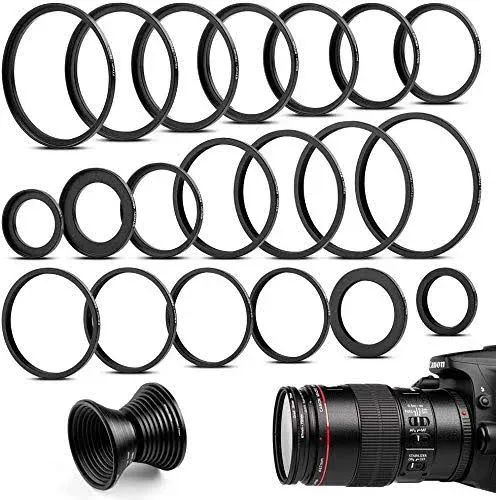 Metal Step-Down Adapter Rings Kit Lens Filter Stepping Adapter Rings Set for Dslr Camera