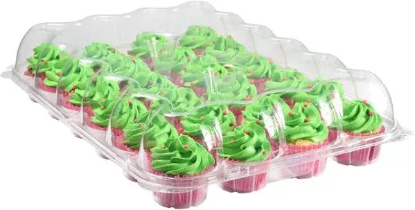 Cupcake Containers 24 Count (pack of 6), Clear Plastic Cupcake Carriers for 24 Cupcakes, Deep Dome, Stackable, Disposable & BPA-Free