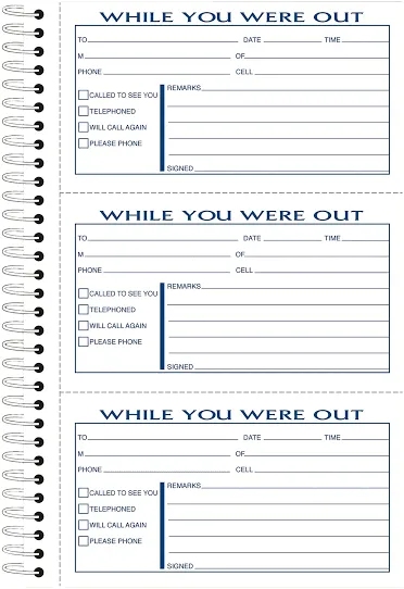 Adams Phone Message Book, 8.5 x 5.25 Inch, Spiral Bound, 2-Part, Carbonless, 3 Messages per Page, 300 Sets, White and Canary (SC8603D)