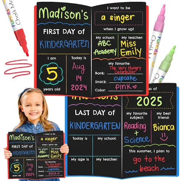 Funcils First Day of School Sign 11 x 13&#034; - My First and Last Day of School B...