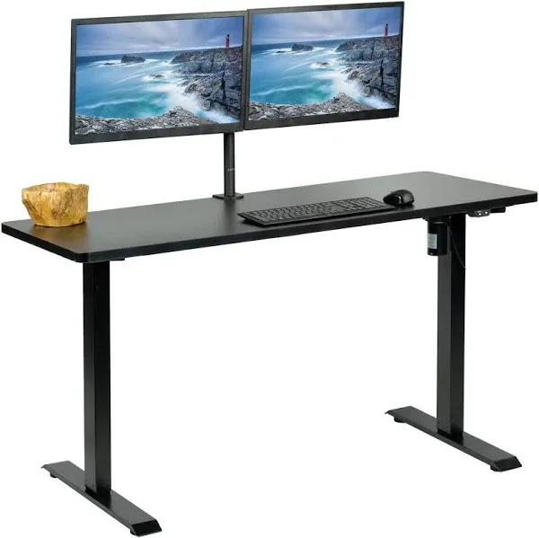 Vivo Single Motor Electric Desk with Push Button Memory Controller Vivo Color (Top/Frame): Dark Gray/Black Size: 60" W x 24" D