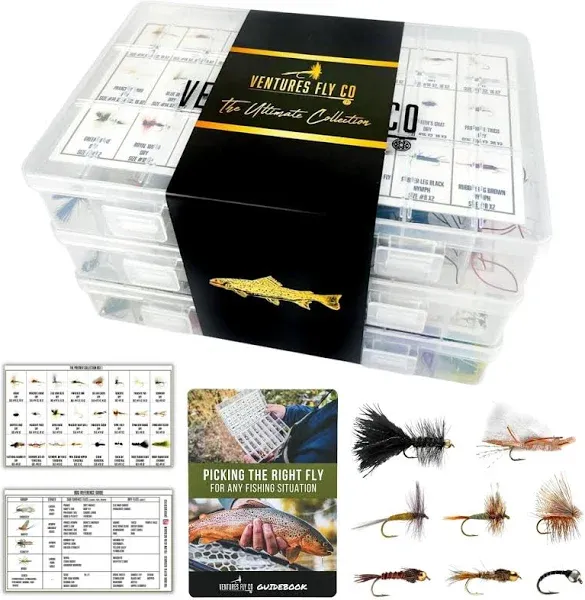 Ventures Fly Co. The Ultimate Collection 200 Premium Hand Tied Fly Fishing Flies Assortment