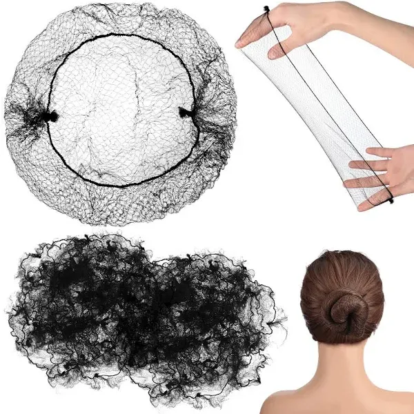 400 Pcs Hair Nets for Women Hair Nets for Food Service Invisible Elastic Edge Mesh 20 Inches Hair Nets, Ballet Dance Hair Bun(Black)