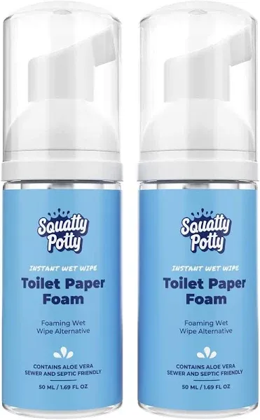 Squatty Potty Toilet Tissue Paper Foam Instant Wet Wipe Alternative - 2 Pack, 50 ml, 1.69 Fl Oz