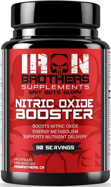 Iron Brothers Supplements Nitric Oxide Booster | Extra Strength Pumps Supplements | Pre-Workout with L-Arginine | Maximum Blood Flow & Vascularity | I