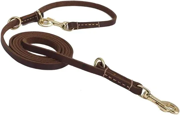 Multi Function 8ft Leather Dog Leash, Genuine Leather Leash Hands Free Leash Dog Training Leash for Small, Medium and Large Dogs