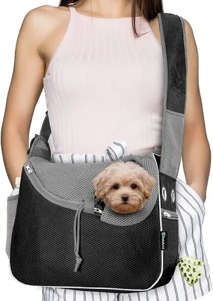 PetAmi Small Dog Sling Carrier, Soft-Sided Crossbody Puppy Carrying Purse Bag, Adjustable Sling Pet Pouch to Wear Medium Dog Cat Travel, Dog Bag for