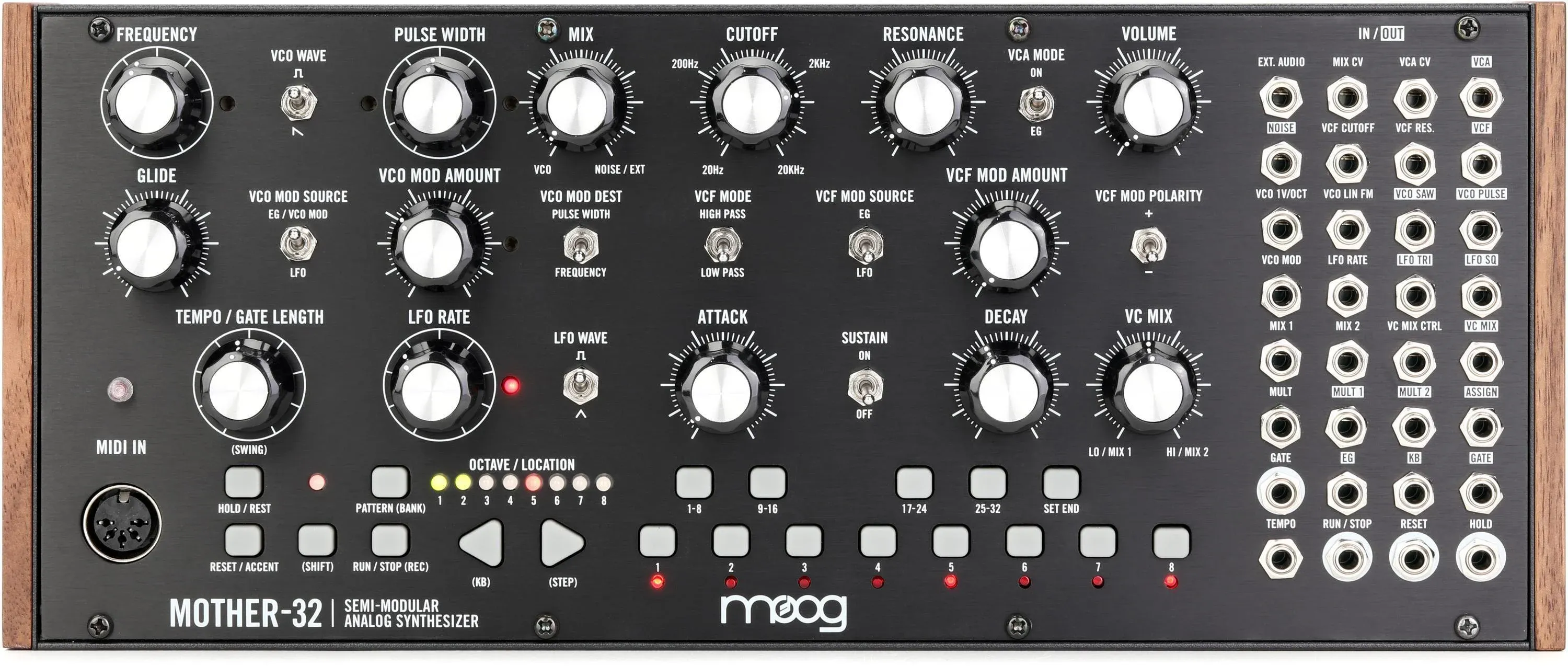 MOOG Mother-32 Semi-Modular Eurorack Analog Synthesizer with 32-Step Sequencer, VC Oscillator and Ladder Filter, MIDI In, Extended Patchbay, CV Jack