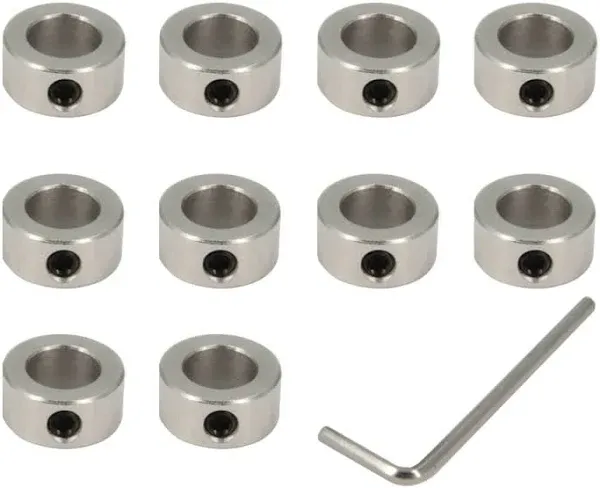 10 Pcs Lock Collar 10mm Shaft Lock Collar T10 Lead Screw Lock Ring for CNC Parts (10mm-Silver)