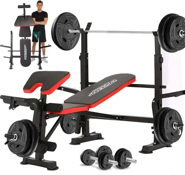 OPPS DECOR 8 in 1 650lbs Adjustable Weight Bench Press Set with Squat Rack