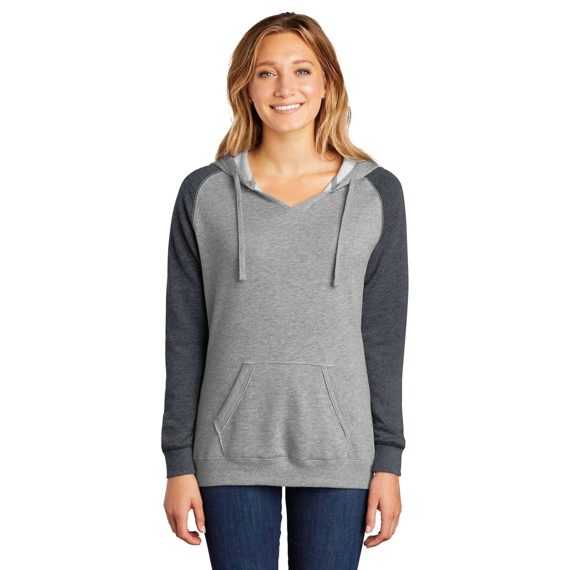 District Custom Women's Lightweight Fleece Raglan Hoodie