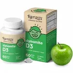 Renzo's Dynamite Vitamin D3 - Dissolving Kids Vitamin D3-60 Sugar-Free Melty Tabs, Lil’ Green Apple Flavored