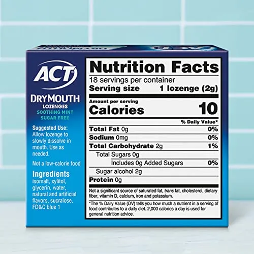 ACT Dry Mouth Lozenges Soothing Mint 18 Count